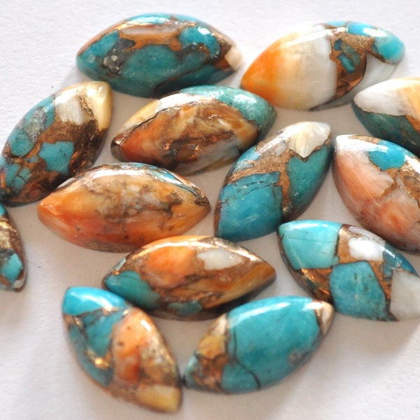 5 Pieces 8x16mm Mohave Copper Turquoise Cabochon Lot, CALIBRATED Marquise Mojave Turquoise Loose Stone Cab Gemstone 1E129