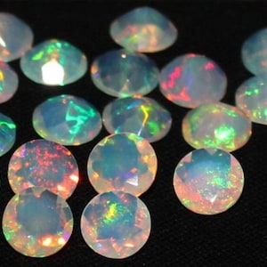 5 pezzi di opale etiope naturale rotondo da 3 mm, taglio sfaccettato, pietra preziosa sciolta, pietra semipreziosa