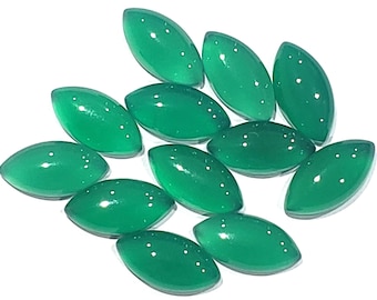 5 Pieces 7x14mm Marquise Green Onyx Gemstone Cabochon Lot - CLOSING DOWN SALE