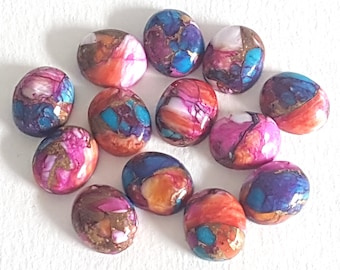 5 Pieces 6x8mm Pink Oyster Copper Turquoise Cabochon Lot, Oval Gemstone