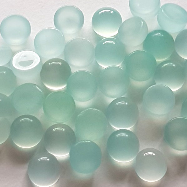 5 Pieces 6x6mm Aqua Chalcedony Cabochon, CALIBRATED Chalcedony Loose Stone, Round Chalcedony Lot, Semi Precious Gemstone Cabochon Lot