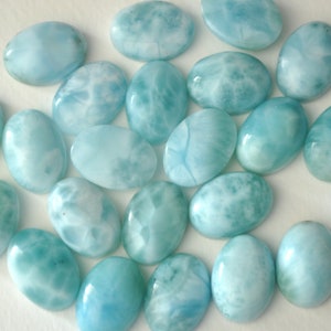 5 Pieces 8x10mm Natural Larimar Cabochon Lot, CALIBRATED Larimar Loose Stone, Oval Larimar Gemstone, Semi Precious Gemstone Cabochon