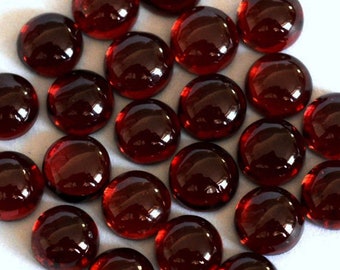 5 Pieces 5x5mm Natural Round Almandine Garnet Gemstone Cabochon, CALIBRATED Loose Stone Lot, Semi Precious