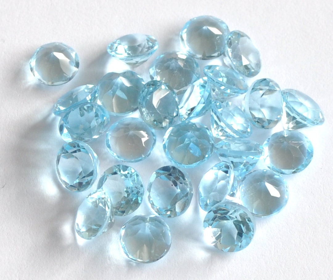 5 piezas 6x6mm topacio azul cielo natural redondo facetado corte piedra ...