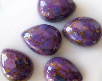 5 Pieces 5x8mm Purple Copper Turquoise Cabochon Lot, CALIBRATED Pear Copper Turquoise Loose Stone Cab Gemstone Cabochon