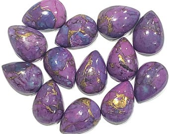 5 Stück 5 x 7 mm Lila Kupfer Türkis Birnenförmiger Edelstein Cabochon