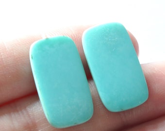 16.6cts Natural Arizona Turquoise Gemstone Cabochon Pair 17x27mm, Loose Stone, Semi Precious Cab