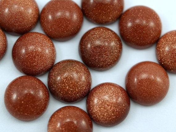 5 Pieces 5mm Round Brown Goldstone Gemstone Cabochon Lot