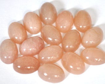 5 Pieces 8x10mm Natural Peach Moonstone Cabochon Oval Gemstone Lot - CLOSING DOWN SALE
