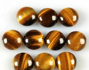 5 Pieces 4x4mm Round Tigers Eye Cabochon, CALIBRATED Loose Stone Cab, Semi Precious Gemstone Cabochon Lot