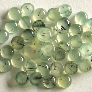 5 Pieces 4mm Round Round Natural Prehnite Cabochon, CALIBRATED Loose Stone Cab, Semi Precious Gemstone Cabochon Lot