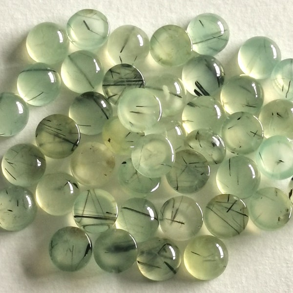 5 Pieces 4x4mm Round Natural Prehnite Cabochon, CALIBRATED Loose Stone Cab, Semi Precious Gemstone Cabochon Lot