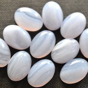 5 Stück 6x8mm Natürliche Blaue Spitze Achat Cabochon KALIBRIERT, Oval Lose Stein Cab, Halbedelstein Cabochon Lot