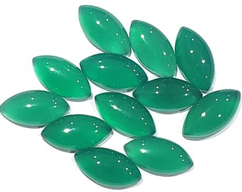 5 Pieces 6x12mm Marquise Green Onyx Gemstone Cabochon Lot - CLOSING DOWN SALE