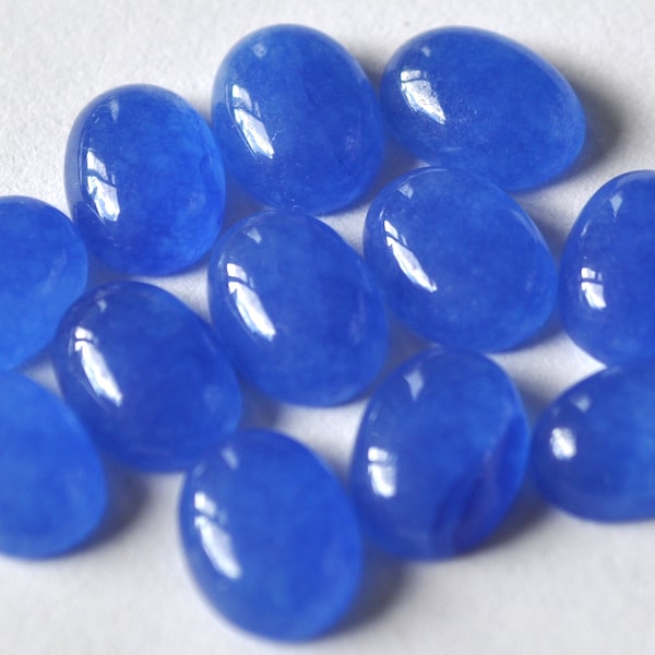 5 cabochons de jade bleu ovale naturel 6 x 8 mm, lot de pierres brutes CALIBRES, lot de pierres semi-précieuses