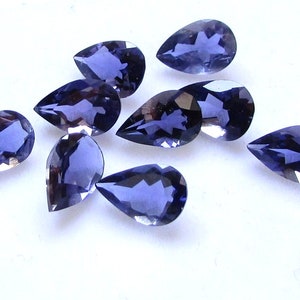 5 Pieces 6x9mm Natural Iolite Pear Faceted Cut Loose Gemstone, Semi Precious Stone