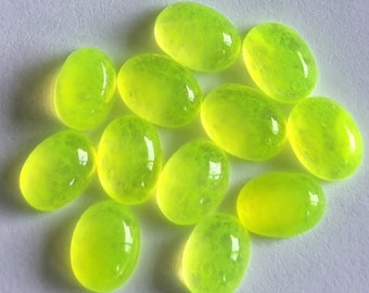 5 Pieces 6x8mm Natural Oval Lemon Jade Cabochon, Gemstone Lot - CLOSING DOWN SALE