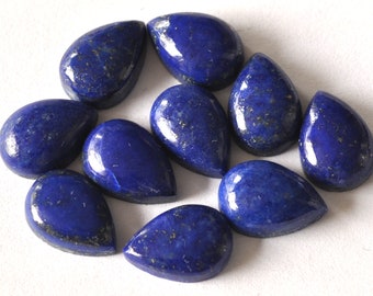 5 Pieces 8x12mm Natural Lapis Lazuli Cabochon, CALIBRATED Pear Lapis Lazuli Loose Stone Cab, Semi Precious Gemstone Cabochon Lot