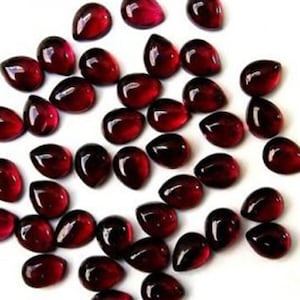 5 Pieces 6x9mm Natural Garnet Cabochon, Teardrop Garnet Lot, CALIBRATED Loose Stone, Pear Garnet Gemstone, Semi Precious Gemstone Lot