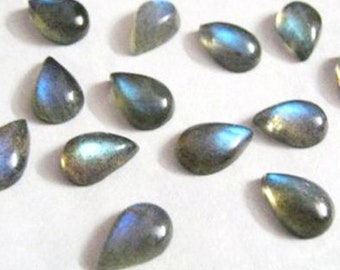 5 Pieces 7x10mm Natural Pear Labradorite Gemstone Cabochon Lot