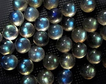 5 Pieces 8mm Natural Round Labradorite Gemstone Cabochon Lot