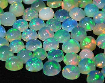 5 Pieces 5x5mm Round Natural Ethiopian Opal Gemstone Cabochon Lot, CALIBRATED Round Welo Opal Loose Stone, Semi Precious
