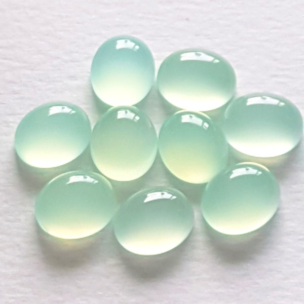 5 Pieces 10x12mm Oval Prehnite Chalcedony Cabochon, CALIBRATED Loose Stone Cab Lot, Semi Precious Gemstone