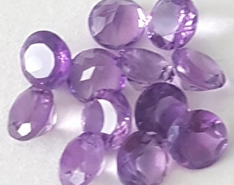 5 Pieces 3x3mm Natural Amethyst Round Faceted Cut Loose Gemstone, Semi Precious Stone