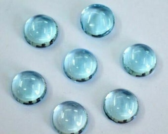 5 Pieces 4x4mm Natural Natural Sky Blue Topaz Gemstone Cabochon, CALIBRATED Round Loose Stone, Semi Precious