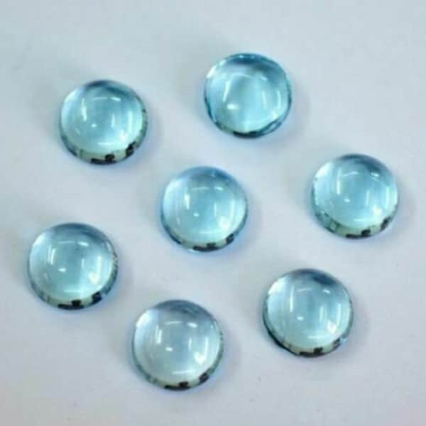 5 Pieces 6x6mm Natural Sky Blue Topaz Cabochon, CALIBRATED Round Topaz Loose Stone, Semi Precious Gemstone Cabochon