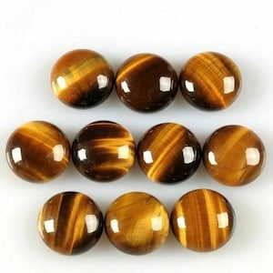 5 Pieces 5x5mm Tigers Eye Natural Gemstone Cabochon Round Lot, CALIBRATED Loose Stone, Semi Precious Cab