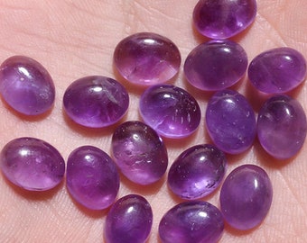 5 Pieces 7x9mm Oval Natural Amethyst Cabochon, CALIBRATED Amethyst Loose Stone Cab, Semi Precious Gemstone Cabochon Lot