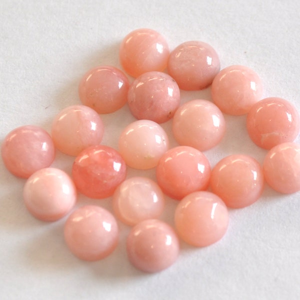 5 Pieces 4x4mm Round Natural Pink Opal Gemstone Cabochon Lot, CALIBRATED Loose Stone, Semi Precious Cab