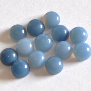 5 Pieces 4x4mm Round Natural Blue Opal Gemstone Cabochon Lot, CALIBRATED Loose Stone, Semi Precious Cab