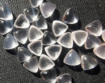 5 Pieces 5x5mm Natural Trillion Rose Quartz Cabochon, CALIBRATED Loose Stone Cab, Semi Precious Gemstone Cabochon Lot