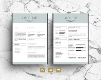 Printable Resume Template - Professional Modern Creative Instant Download CV with Covering Letter & Business Card