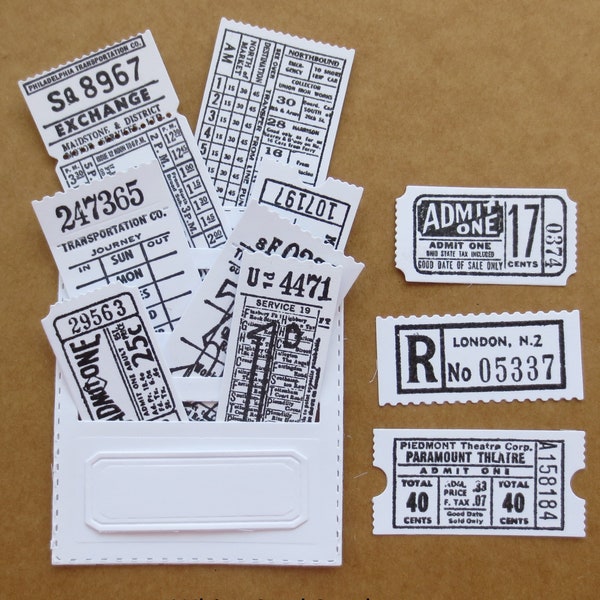 Ticket Booth and Stitched Slots Die Cuts, Ephemera Holder, Journal Supplies, Planner Supplies, Pocket Tucks, Ticket Pocket, Stamped Ticket