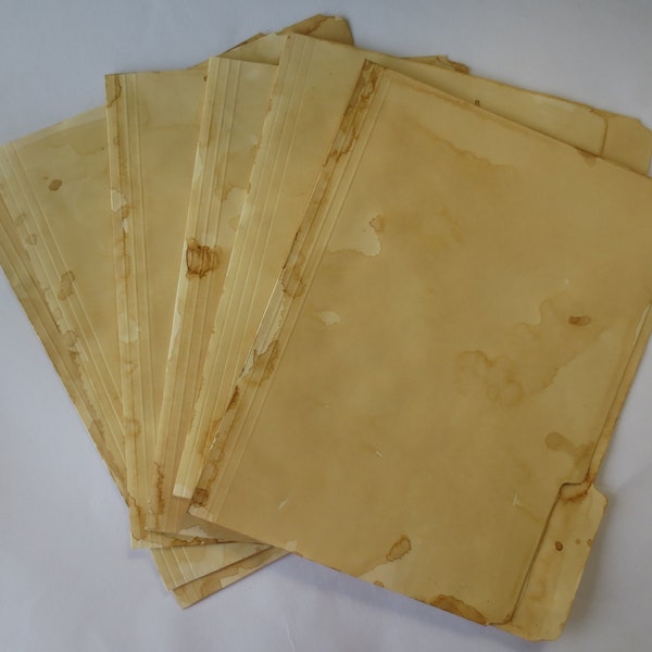 Tea Stained Manilla File Folder,Tea Stained front and back, Read The Listing Before You Purchase, Ephemera, Random Staining Process, Grungy