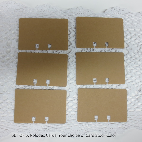 Rolodex Cards, Set of 6, Your choice of Color, Journal Cards, Journal Ephemera, Planner Supplies, Junk Journal Supplies, Mixed Media Art