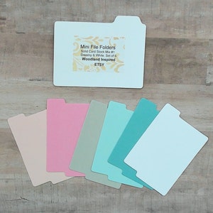 Mini File Folders, Set of 6, Solid Card Stock Mix, Junk Journal Supplies, Journal Embellishments,Scrapbook Supplies, Planner Supplies