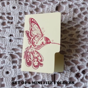 Hummingbird Stamped Mini File Folders,Junk Journal Supplies,Journal Embellishments,Note Cards,Hummingbird Themed,Scrapbook Supplies,Planner
