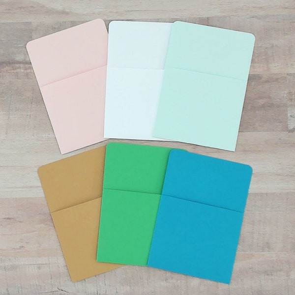 Library Pockets, Set of 3 ,Your Choice of Card Stock Color, Journal Supplies, Planner Supplies, Pocket Tags, Book Pockets, Page Pockets