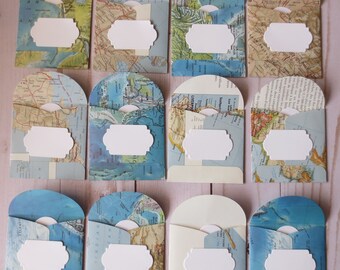 Map Envelopes, Tags and Labels,36 Total Items, Atlas Pages, Coin Envelopes, Junk Journal Supplies,Mini Coin Envelopes,Travel Journal,Planner