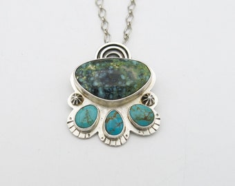 Handmade Sterling Silver Necklace Gemstone Jewelry Variscite Necklace One of a Kind Deer Nature Pendant Star Fox Variscite