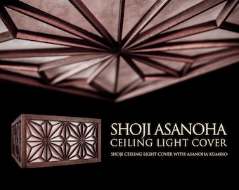 Sapele Shoji Ceiling Lamp Cover with Asanoha Kumiko