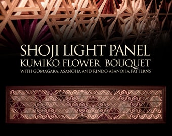 Shoji Light Panel with Gomagara, Asanoha and Rindo Asanoha Kumiko