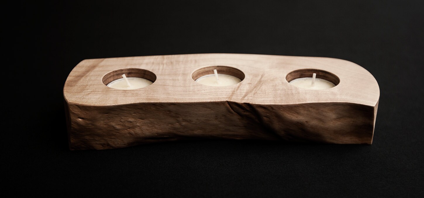 Live Edge Hardwood Candle Holder Etsy