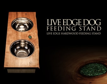 Live Edge Dog or Large Pet Feeding Stand