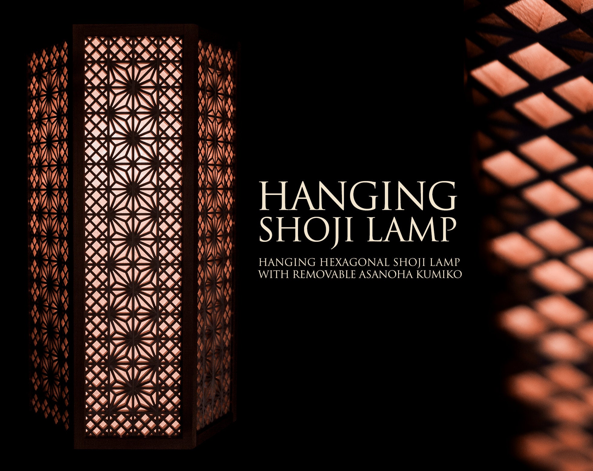 Hanging Hexagonal Shoji Lamp With Asanoha Kumiko - Etsy