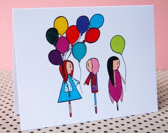 Balloon It Forward - Greeting Card - Blank Cards With Envelopes - Illustration - Stationary Card - Thank You Card - Birthday